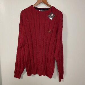 NWT Vintage Chaps Ralph Lauren Crew Neck Cable Knit Classic Red Sweater Mens‎ XL
